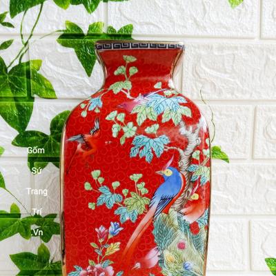Bình Tứ Giác họa tiết Tứ Quý
